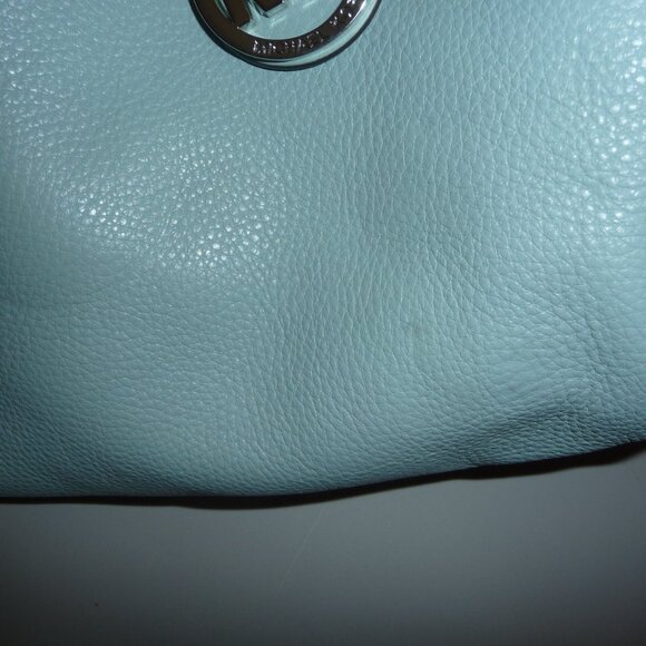 Michael Kors Turquoise/Robin Blue Reversible Purse Handbag (Hobo Style) w/Clutch - Picture 3 of 9